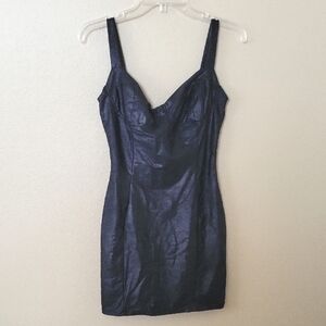 Naked Wardrobe Black Drip On Drip Faux Leather Bodycon Mini Dress - Size Large